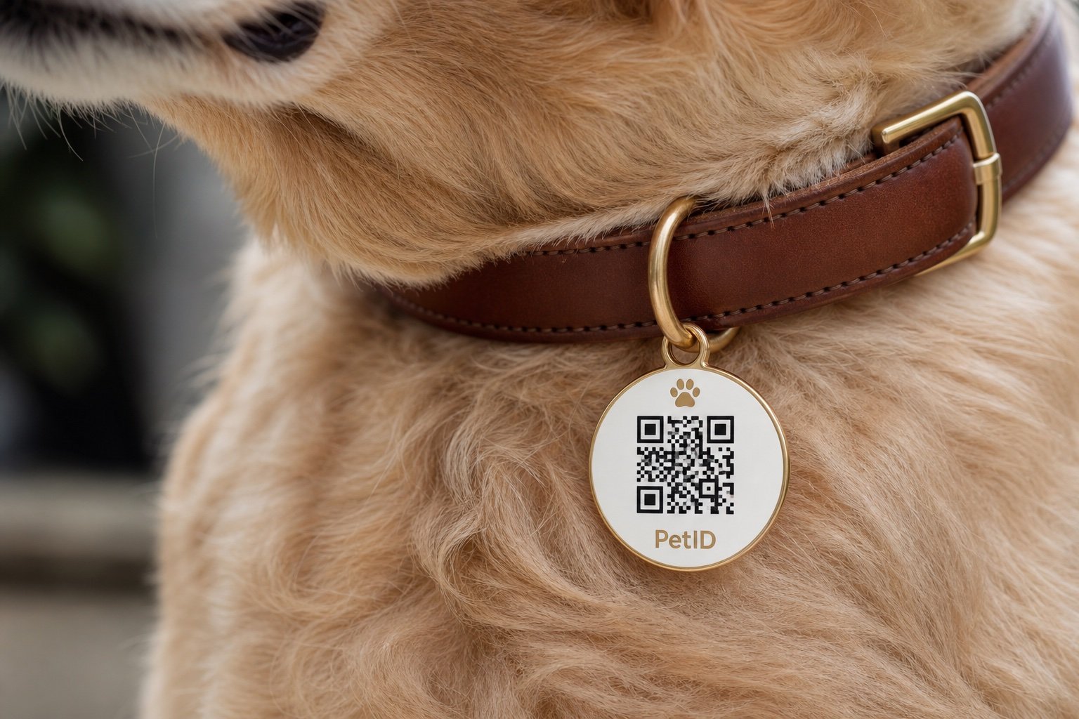 PetID QR tag on a collar